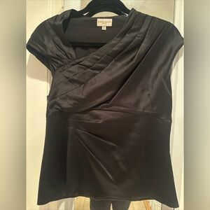 Karen Millen Black Silk Asymmetric Blouse, UK 14/US 10